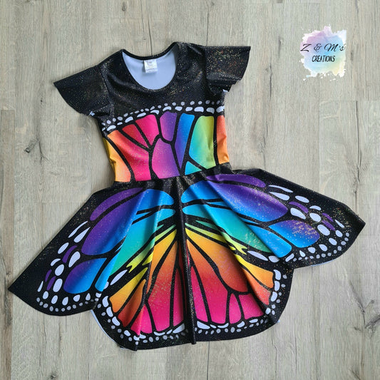 Rainbow Butterfly Panel Dress