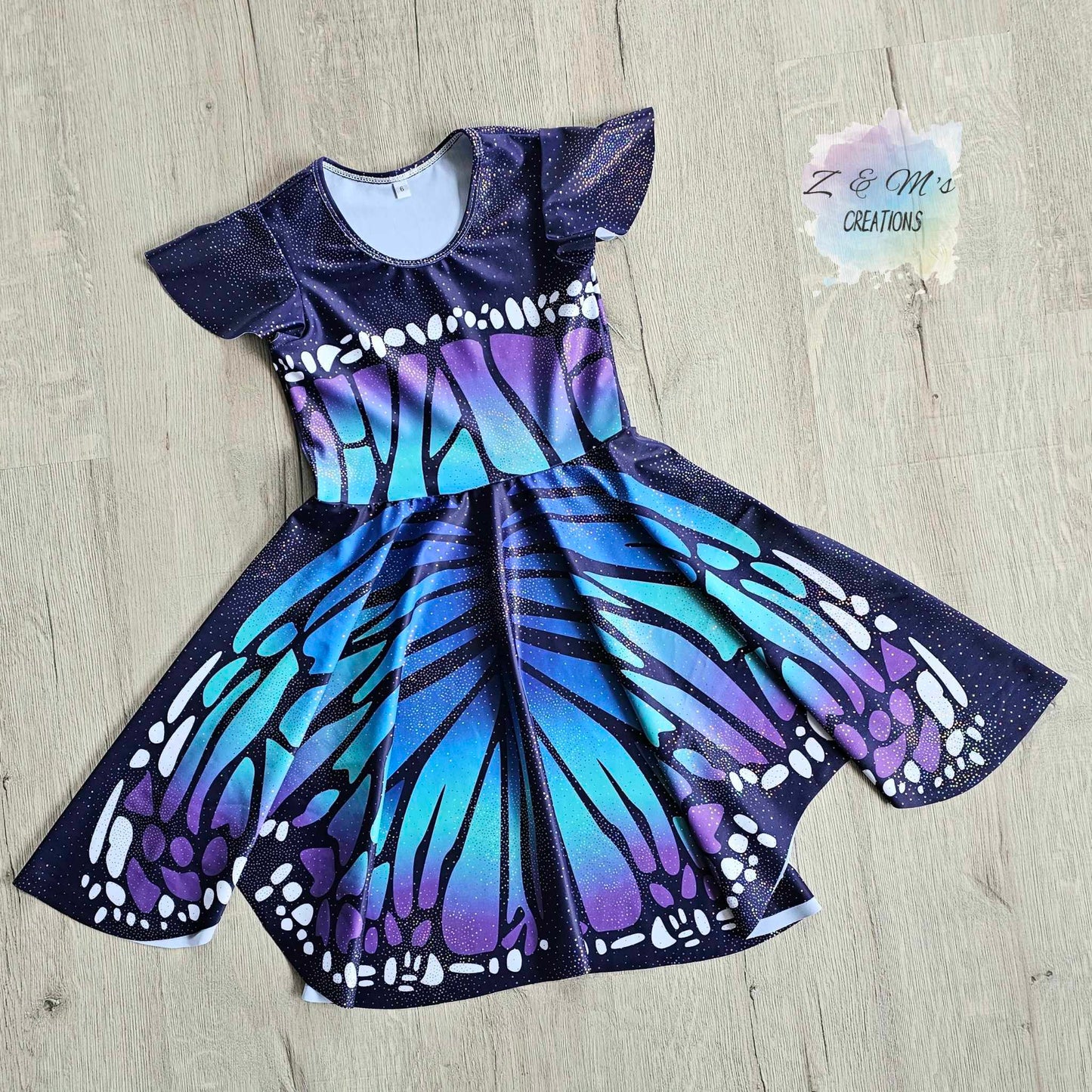 Purple / Teal Butterfly Panel Dress