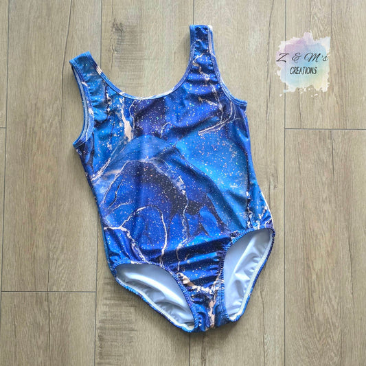 Blue Glitter Marble Leotard