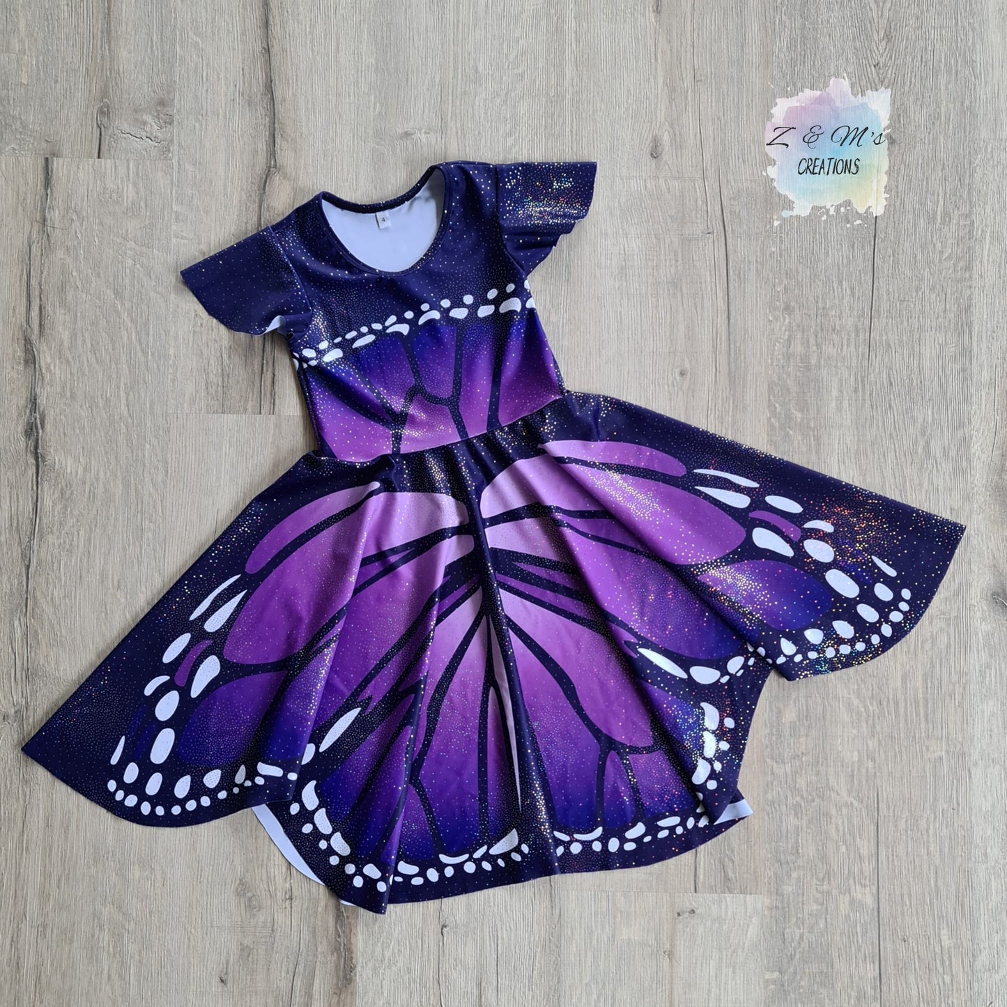 Purple Butterfly Panel Dress