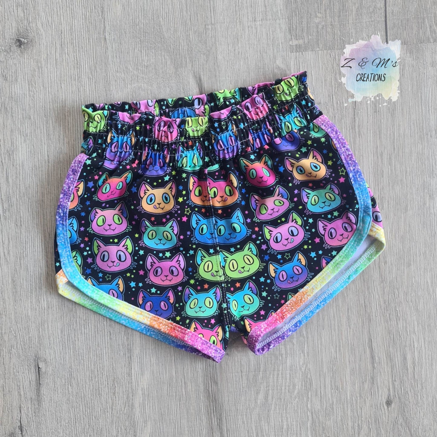 Rainbow Cats Retro Shorts